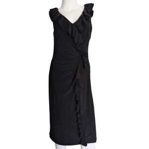 Ralph Lauren Ruffle Dress Ponte Knit 8 Party Cocktail Elegant Sophisticated LBD